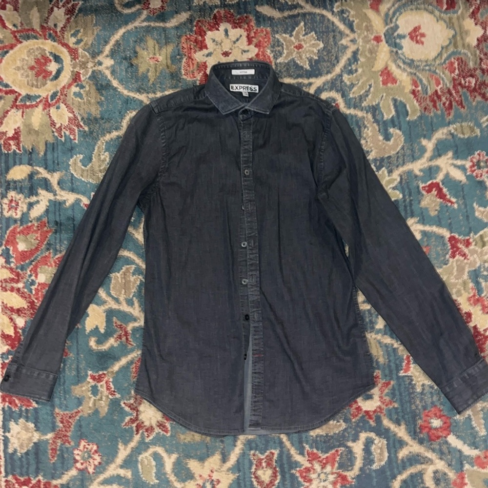 Express black fitted button down